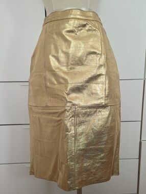 Vintage metallic gold leather skirt
